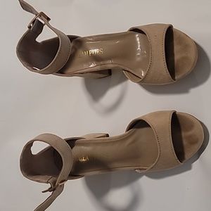Nude suede heels